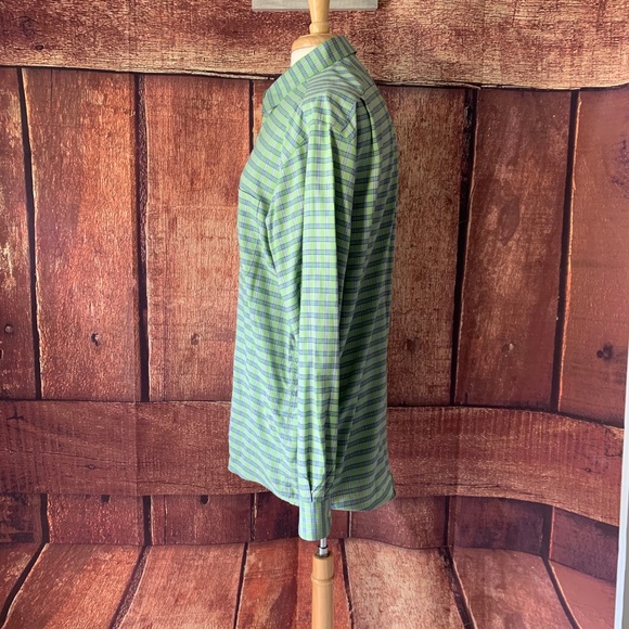 FINAL $ MENS LACOSTE GREEN/BLUE PLAID BUTTON UP - Picture 5 of 8